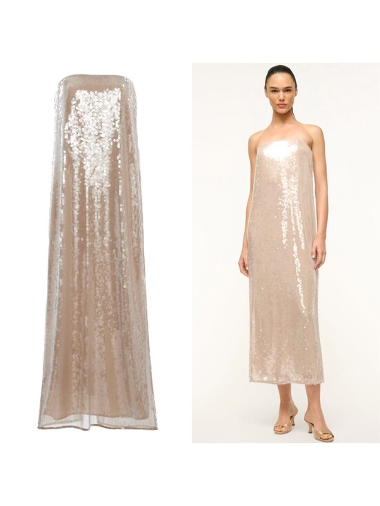 STAUD Dresses & Skirts - NWT $700 STAUD Casey Beaded Sequin Designer Dress Cocktail 4/small Moon Nude